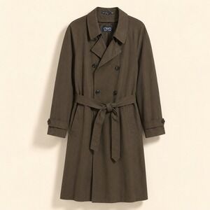 Chaps Ralph Lauren Trench Coat Taupe Buttons Belt Pockets Zip Out Liner Size 42L
